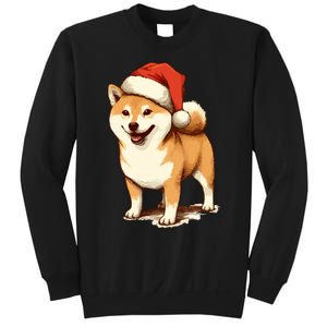 Shiba Inu Dog With Santa Hat Christmas Sweatshirt