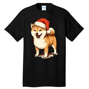 Shiba Inu Dog With Santa Hat Christmas Tall T-Shirt