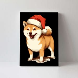 Shiba Inu Dog With Santa Hat Christmas Canvas