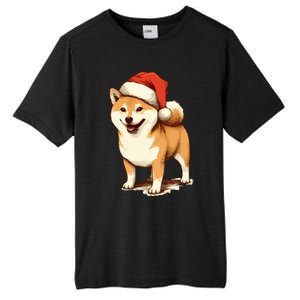 Shiba Inu Dog With Santa Hat Christmas Tall Fusion ChromaSoft Performance T-Shirt