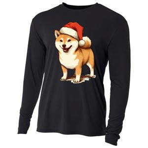 Shiba Inu Dog With Santa Hat Christmas Cooling Performance Long Sleeve Crew