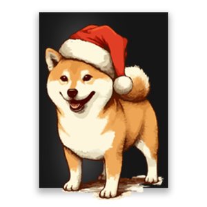 Shiba Inu Dog With Santa Hat Christmas Poster