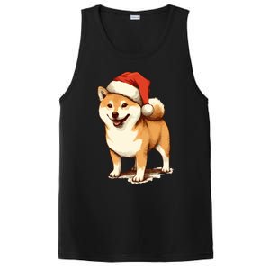 Shiba Inu Dog With Santa Hat Christmas PosiCharge Competitor Tank