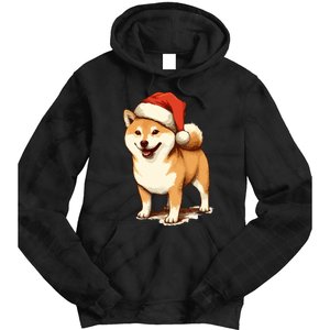 Shiba Inu Dog With Santa Hat Christmas Tie Dye Hoodie