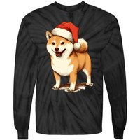 Shiba Inu Dog With Santa Hat Christmas Tie-Dye Long Sleeve Shirt