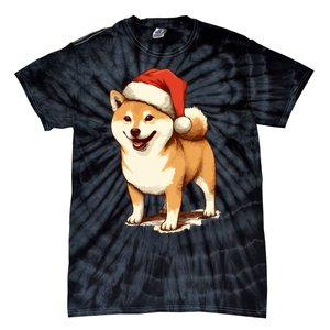 Shiba Inu Dog With Santa Hat Christmas Tie-Dye T-Shirt