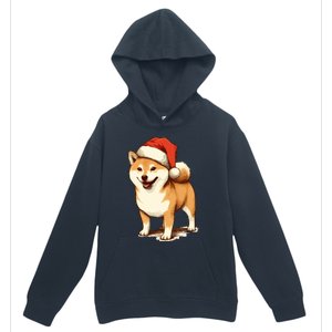 Shiba Inu Dog With Santa Hat Christmas Urban Pullover Hoodie