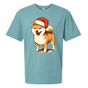 Shiba Inu Dog With Santa Hat Christmas Sueded Cloud Jersey T-Shirt