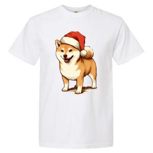 Shiba Inu Dog With Santa Hat Christmas Garment-Dyed Heavyweight T-Shirt