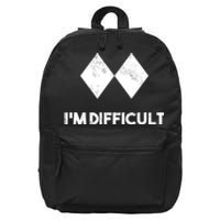 Ski I'm Difficult Funny Gift Skiing Lovers Skiers Snowboard Snowboarder Gift 16 in Basic Backpack