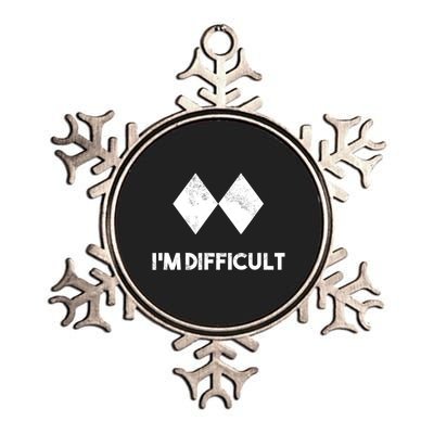 Ski I'm Difficult Funny Gift Skiing Lovers Skiers Snowboard Snowboarder Gift Metallic Star Ornament