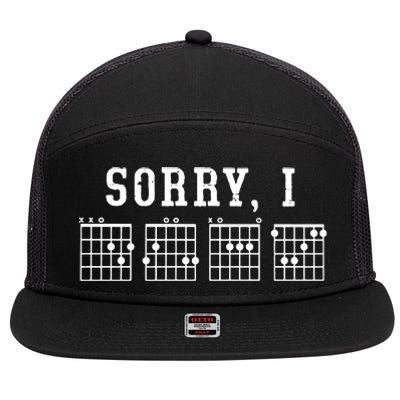 Sorry I DGAF Funny Hidden Message Guitar Chords 7 Panel Mesh Trucker Snapback Hat