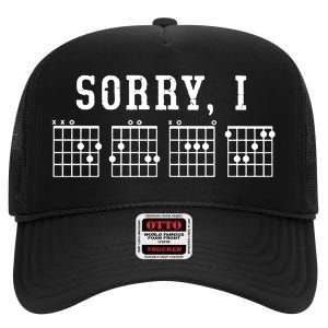 Sorry I DGAF Funny Hidden Message Guitar Chords High Crown Mesh Back Trucker Hat