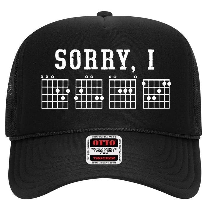 Sorry I DGAF Funny Hidden Message Guitar Chords High Crown Mesh Back Trucker Hat