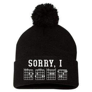 Sorry I DGAF Funny Hidden Message Guitar Chords Pom Pom 12in Knit Beanie