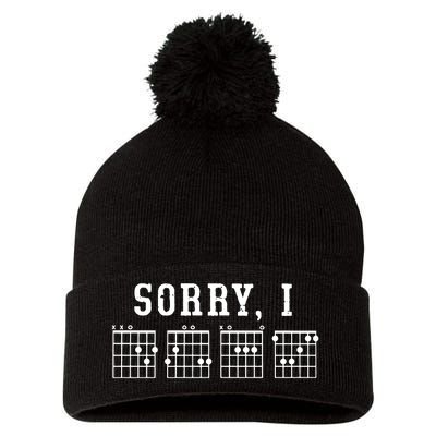 Sorry I DGAF Funny Hidden Message Guitar Chords Pom Pom 12in Knit Beanie