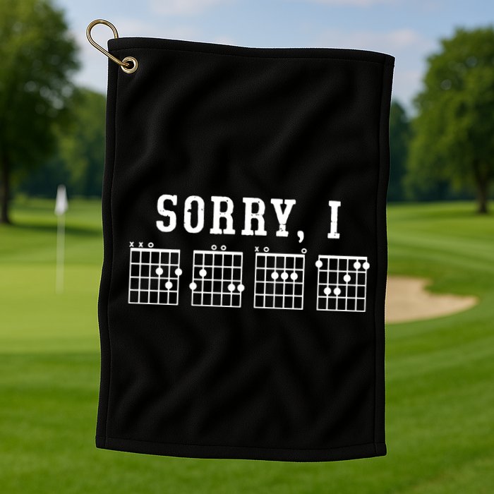 Sorry I DGAF Funny Hidden Message Guitar Chords Golf Towel