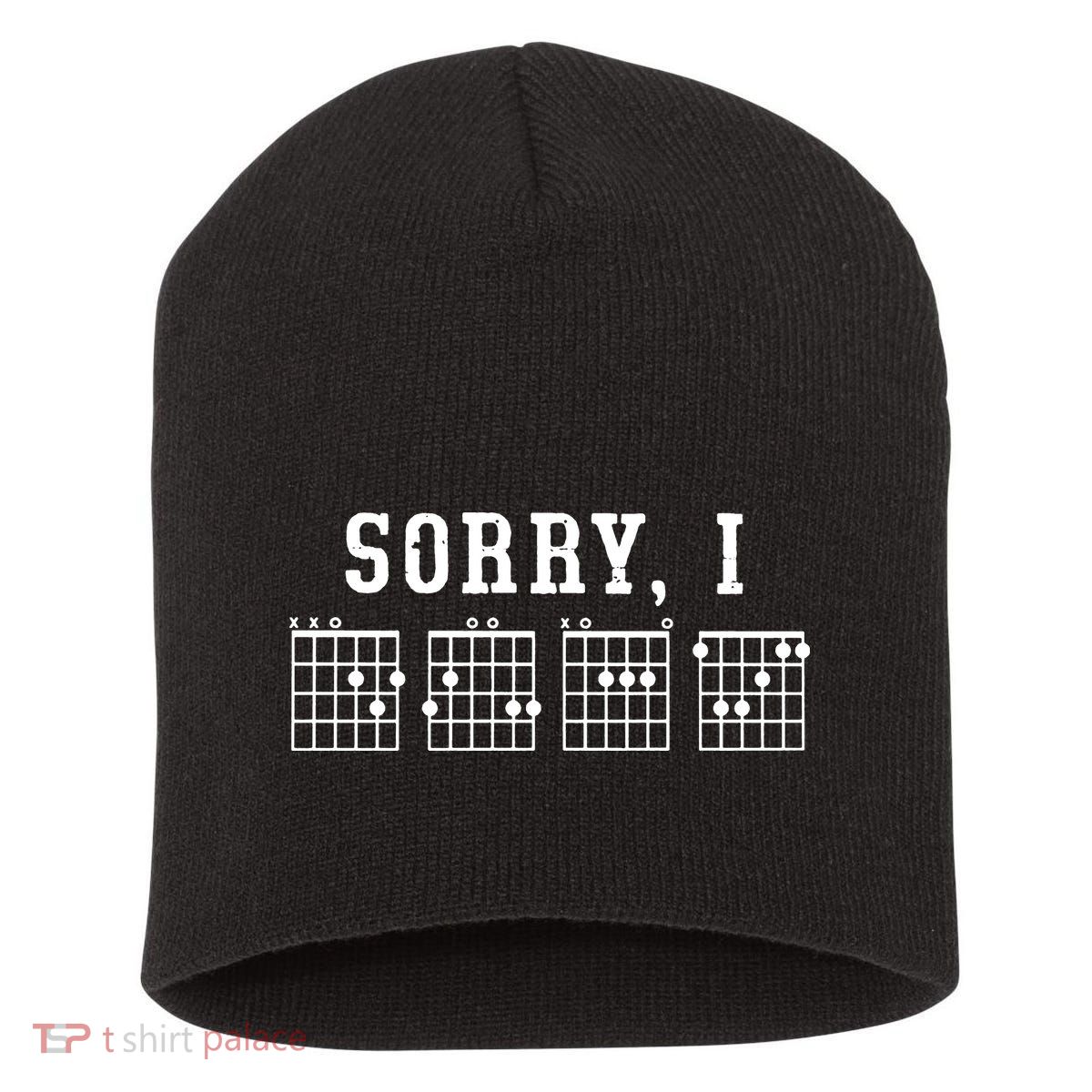 Sorry I DGAF Funny Hidden Message Guitar Chords Short Acrylic Beanie