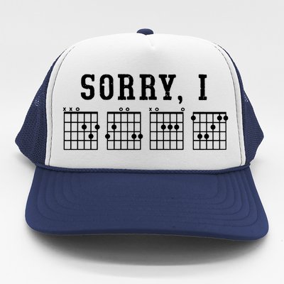 Sorry I DGAF Funny Hidden Message Guitar Chords Trucker Hat