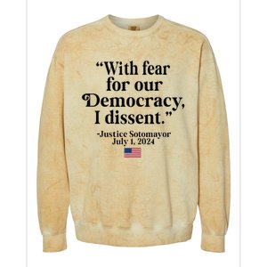 Scotus I Dissent Fear For Our Democracy Colorblast Crewneck Sweatshirt