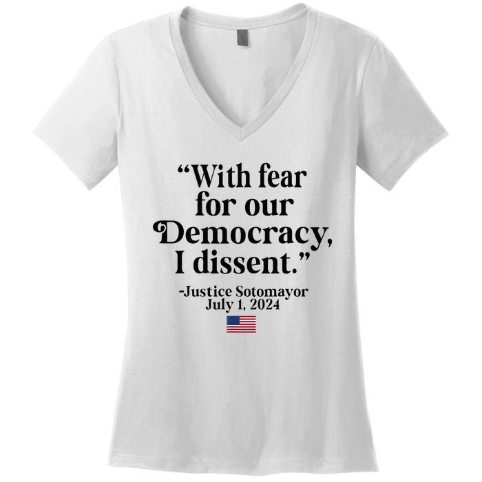 Scotus I Dissent Fear For Our Democracy Women's V-Neck T-Shirt