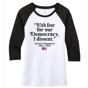 Scotus I Dissent Fear For Our Democracy Women's Tri-Blend 3/4-Sleeve Raglan Shirt