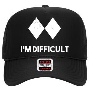 Ski I'm Difficult Skiing Skier Snowboard Snowboarder Gift High Crown Mesh Back Trucker Hat