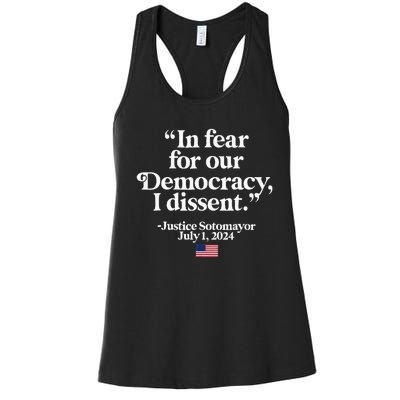 Scotus I Dissent Fear For Our Democracy Justice Sotomayor Women's Racerback Tank