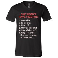 Shit I DonT Have Time For Funny Mocking Bull Graphic V-Neck T-Shirt