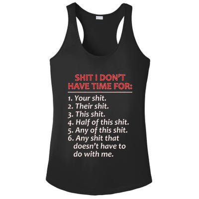 Shit I DonT Have Time For Funny Mocking Bull Graphic Ladies PosiCharge Competitor Racerback Tank