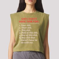 Shit I DonT Have Time For Funny Mocking Bull Graphic Garment-Dyed Women's Muscle Tee