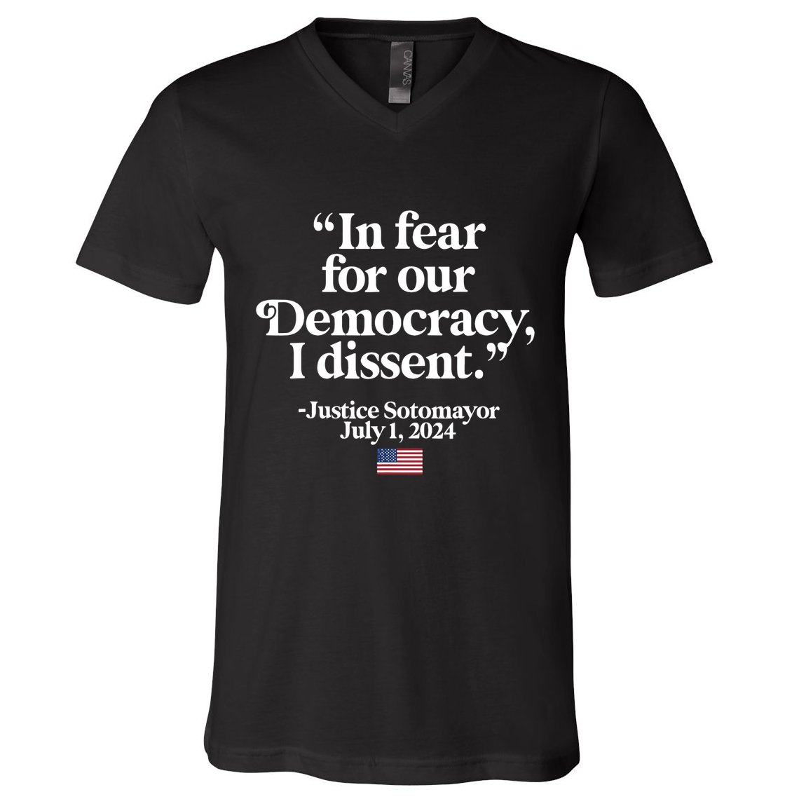 Scotus I Dissent Fear For Our Democracy Justice Sotomayor V-Neck T-Shirt