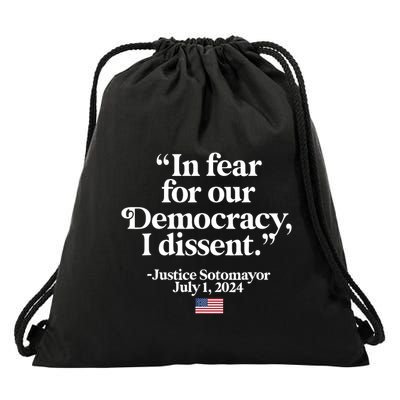 Scotus I Dissent Fear For Our Democracy Justice Sotomayor Drawstring Bag