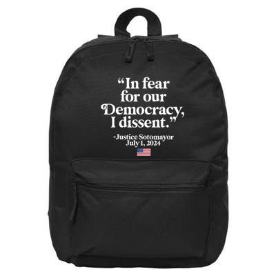 Scotus I Dissent Fear For Our Democracy Justice Sotomayor 16 in Basic Backpack