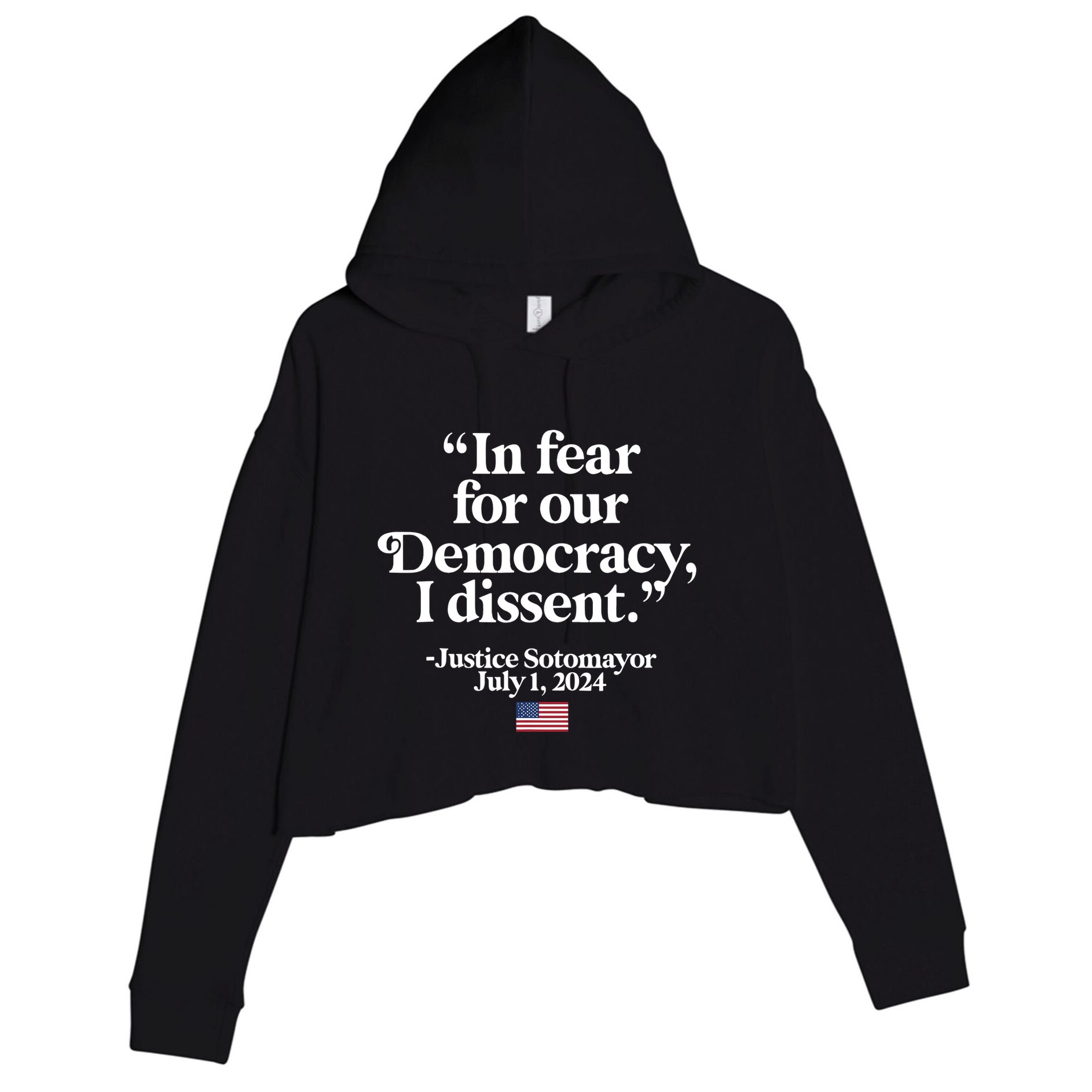 Scotus I Dissent Fear For Our Democracy Justice Sotomayor Crop Fleece Hoodie