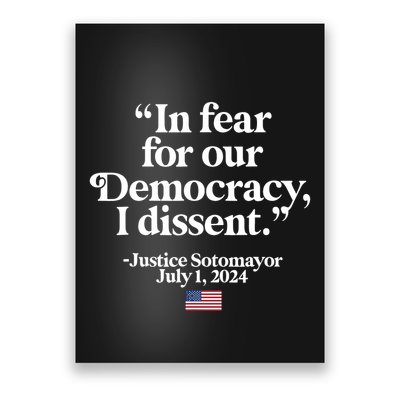 Scotus I Dissent Fear For Our Democracy Justice Sotomayor Poster
