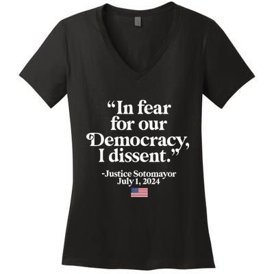 Scotus I Dissent Fear For Our Democracy Justice Sotomayor Women's V-Neck T-Shirt