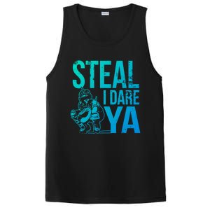 Steal I Dare Ya Funny Softball Catcher Team Sport Gift PosiCharge Competitor Tank