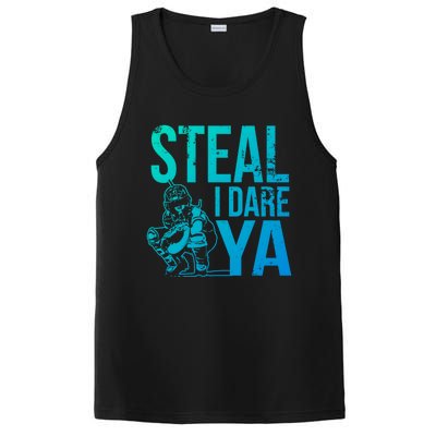 Steal I Dare Ya Funny Softball Catcher Team Sport Gift PosiCharge Competitor Tank