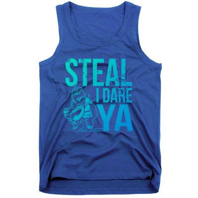 Steal I Dare Ya Funny Softball Catcher Team Sport Gift Tank Top