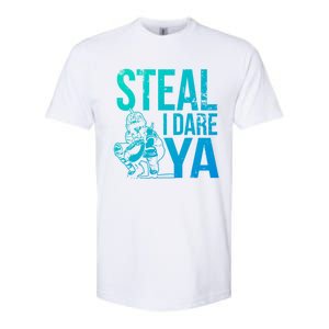 Steal I Dare Ya Funny Softball Catcher Team Sport Gift Softstyle CVC T-Shirt