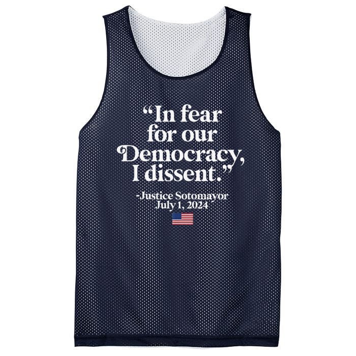 Scotus I Dissent Fear For Our Democracy Justice Sotomayor Mesh Reversible Basketball Jersey Tank