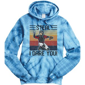 Steal I Dare You Funny Catcher Baseball Tie Dye Hoodie