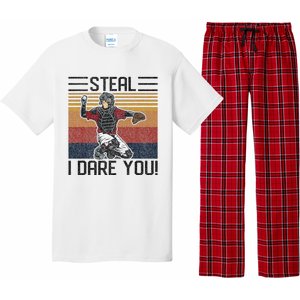 Steal I Dare You Funny Catcher Baseball Pajama Set