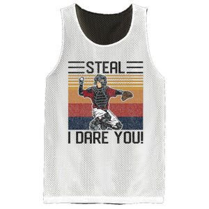 Steal I Dare You Funny Catcher Baseball Mesh Reversible Basketball Jersey Tank