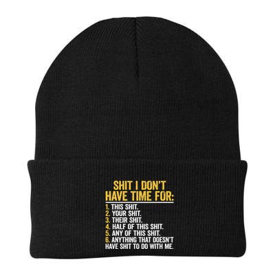 Shit I DonT Have Time For Funny Retro Sarcastic Knit Cap Winter Beanie