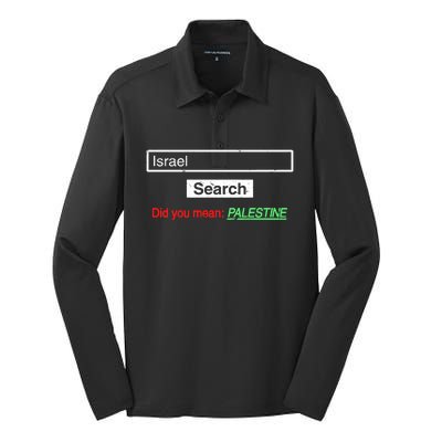 Search Israel Did You Mean Palestine | Free Gaza Quote Silk Touch Performance Long Sleeve Polo