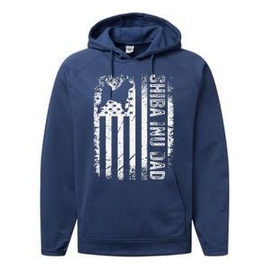 Shiba Inu Dad American Us Flag Dog Performance Fleece Hoodie