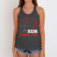 Steal I Dare You Baseball Catcher Baseball Player Women's Knotted Racerback Tank