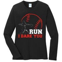 Steal I Dare You Baseball Catcher Baseball Player Ladies Long Sleeve Shirt